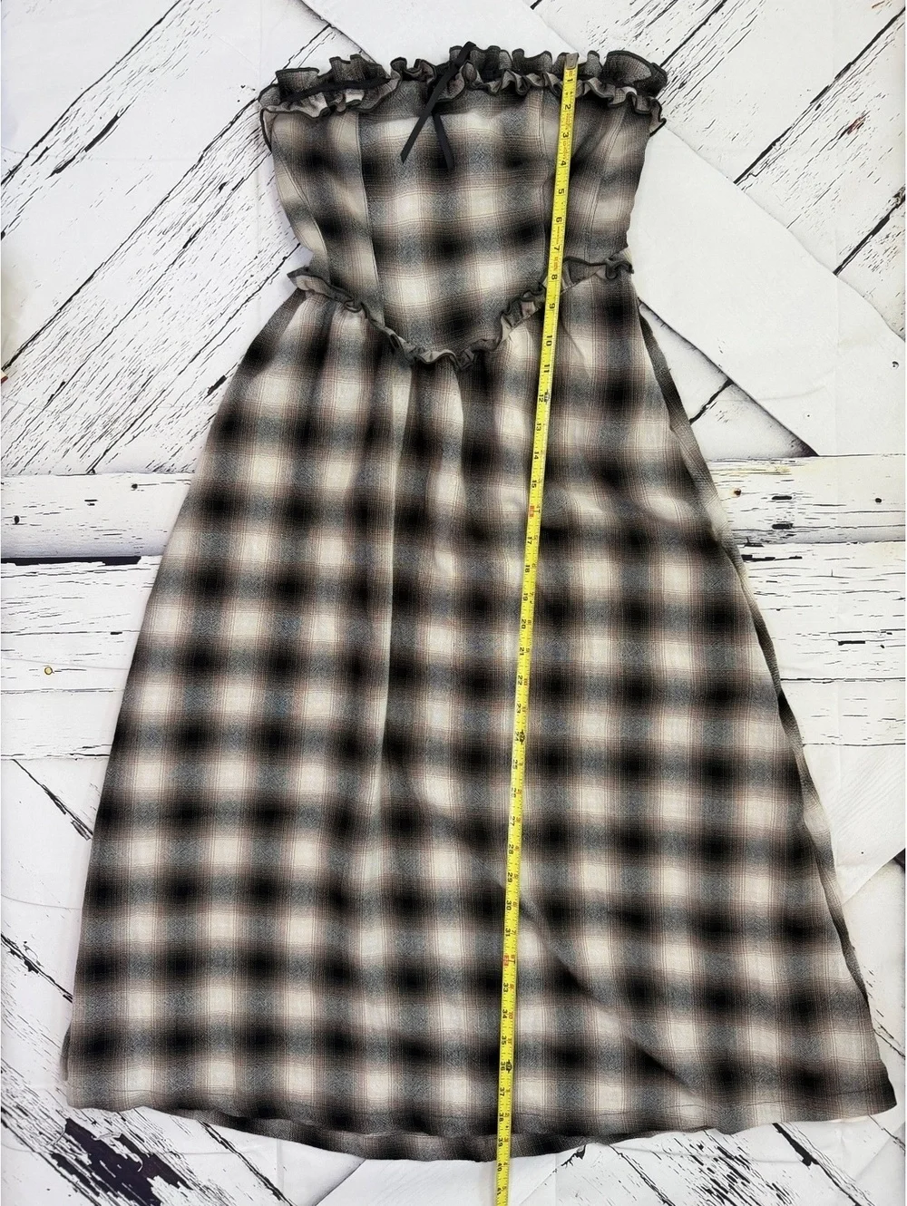 Urban Outfitters Kimchi Blue Plaid Corset Midi Dress Strapless Coquette Women SM